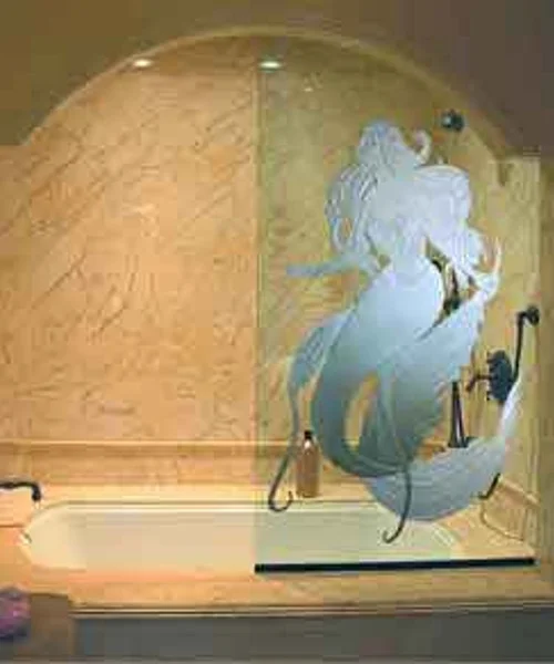 Sandblasted Shower Glass Mermaid